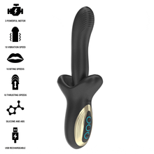 Carregar imagem no visualizador da galeria, Vibrador vaginal com movimento sobe e desce e estimulador de clitóris com efeito mordida - Biting and thrusting vibrator
