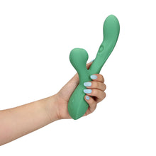 Carregar imagem no visualizador da galeria, Vibrador vaginal com pulsação interna e com estimulador de clitóris por ondas de pressão - Verde -  Pulse wave - Loveline
