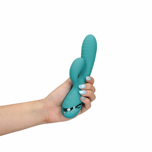 Vibrador vaginal e Ponto G - Insuflável - com estimulador de clitóris - Turquesa - Inflatable rabbit vibrator - Loveline