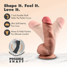 Carregar imagem no visualizador da galeria, Dildo Realista Posable 7” - 17.7cm - Castanho - Dr. Skin

