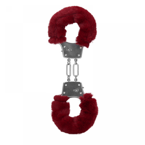 Algemas metálicas para pulsos - com pêlo vermelho - Furry metal hand cuffs - Ouch!