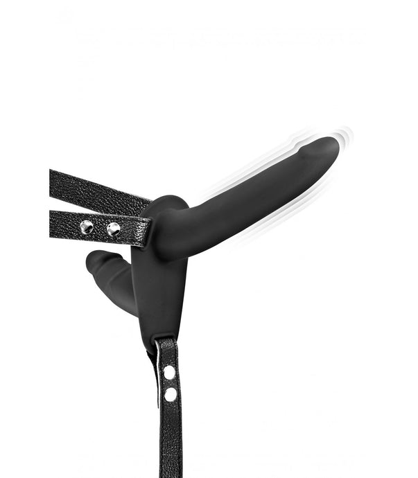 Strap-on duplo vibratório recarregável - Preto - Fetish Tentation