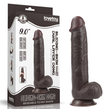 Carregar imagem no visualizador da galeria, Dildo deslizante com dupla camada 9” - Castanho - 24 cm - Sliding Skin - LoveToy
