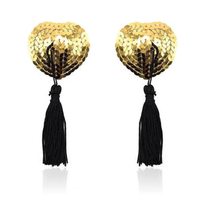 Tapa mamilos em forma de coração - Dourado e Preto - Fetish Addict