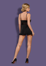 Carregar imagem no visualizador da galeria, Camisa de noite e tanga - Dotina  - Preto - Obsessive 
