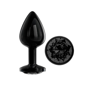 Plug anal metálico com brilhante - Preto - M - After Dark