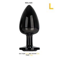 Carregar imagem no visualizador da galeria, Plug anal metálico com brilhante - Preto - L - After Dark

