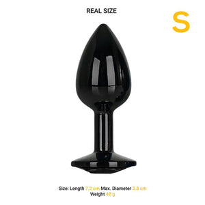 Plug anal metálico com brilhante - Preto - S - After Dark