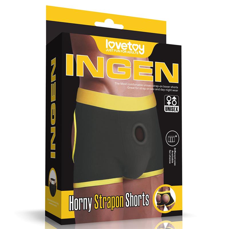 Boxer/Arnês para Strap-on - M/L - Horny Strapon Shorts - Lovetoy