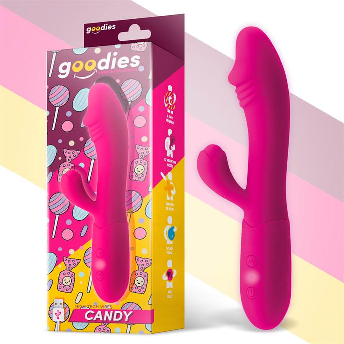 Vibrador recarregável Vaginal e Ponto G com estimulador de Clitóris - Candy - Goodies