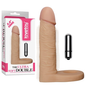 Strap-on - Dildo para dupla penetração com vibração - 14 cm - The Ultra Soft Double