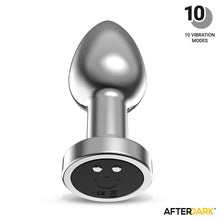 Carregar imagem no visualizador da galeria, Plug anal metálico com vibração - Recarregável - S - Prateado - Dimpor - Afterdark
