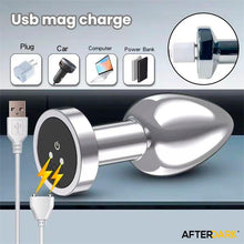 Carregar imagem no visualizador da galeria, Plug anal metálico com vibração - Recarregável - S - Prateado - Dimpor - Afterdark
