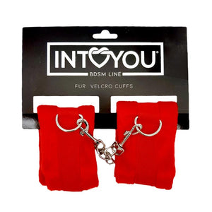 Algemas para pulsos ou tornozelos com velcro - Fur velcro cuffs - Vermelho - Into You