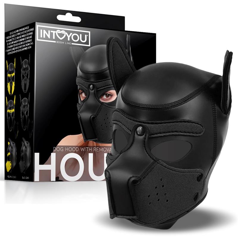 Máscara de Cachorro com Focinho Removível Preta- Hound - IntoYou