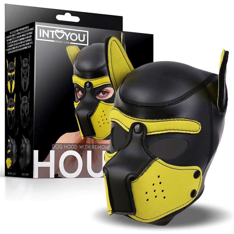 Máscara de Cachorro com Focinho Removível amarelo - Hound - IntoYou