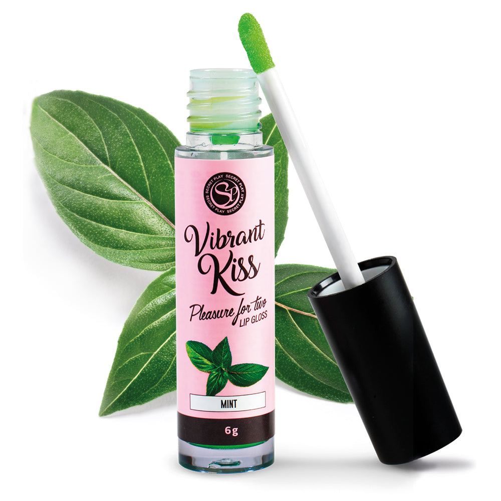 Batom efeito vibração para sexo oral com aroma a Menta - Vibrant Kiss Lip Gloss