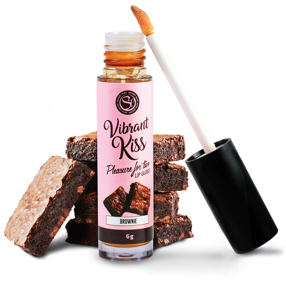 Batom efeito vibração para sexo oral com aroma a Brownie - Vibrant Kiss Lip Gloss