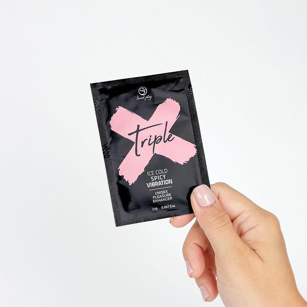 Gel estimulante com efeito vibratório - 2ml - Triple X (efeito Frio, Picante e Vibração) - Secret Play