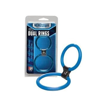 Anel duplo para pénis e testículos - Dual Rings - Azul -  MenzStuff