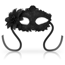 Carregar imagem no visualizador da galeria, Máscara Veneziana preta com flor - Ohmama
