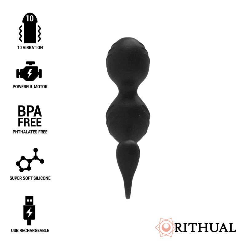 Bolas vaginais vibratórias para exercícios de Kegel - Recarregável - Preto - Nisha - Rithual