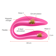 Carregar imagem no visualizador da galeria, Vibrador duplo - para casal - com estimulador vaginal e clitóris - Rosa - Lisboa - Oninder
