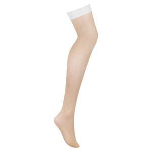 Meias de Liga transparentes com liga - Branca - S814 - Obsessive
