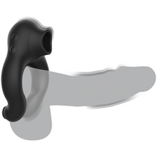Carregar imagem no visualizador da galeria, Anel vibratório para pénis - Cock ring - Vibrating and licking - Black &amp; Silver
