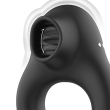 Carregar imagem no visualizador da galeria, Anel vibratório para pénis - Cock ring - Vibrating and licking - Black &amp; Silver
