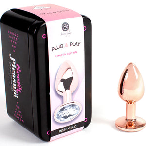 Plug de Metal com Brilhante - Rose Gold - S - Secret Play