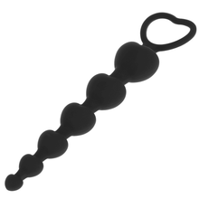 Carregar imagem no visualizador da galeria, Tira anal com 6 corações - Mila anal heart beads - Black&amp; Silver
