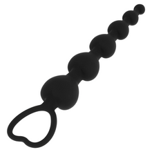 Carregar imagem no visualizador da galeria, Tira anal com 6 corações - Mila anal heart beads - Black&amp; Silver
