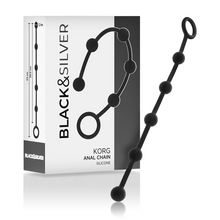 Carregar imagem no visualizador da galeria, Tira com 5 bolas anais pretas - Korg anal chain - Black&amp;Silver

