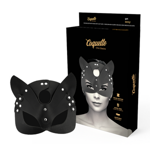Máscara com orelhas de gato em couro vegano - Coquette