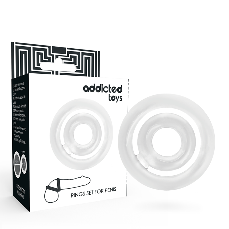 Anel duplo para pénis e testículos - Transparente - Rings Set For Penis - Addicted Toys