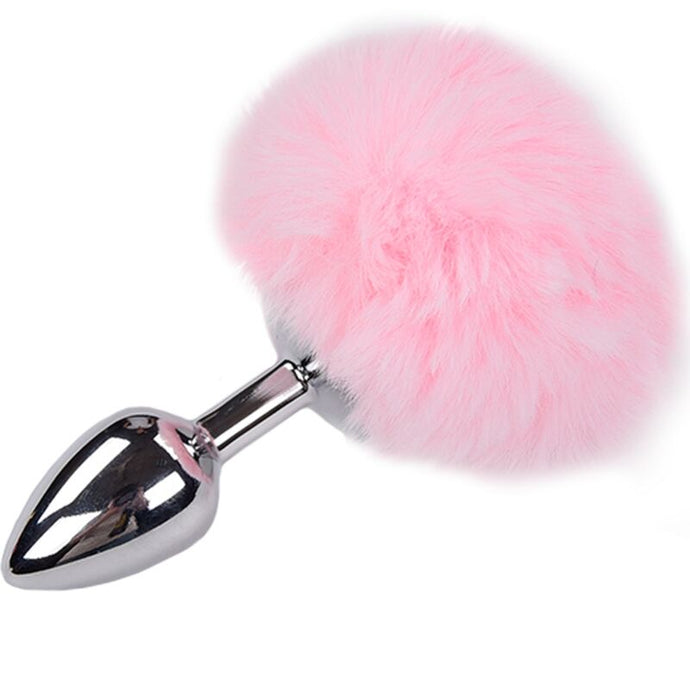 Plug anal metálico com pompom - Fluffy plug - S - Rosa - Alive