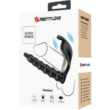 Carregar imagem no visualizador da galeria, Strap-on para dupla penetração com anel vibratório para o pénis - 15 cm - Blackney - Pretty Love
