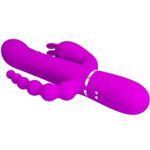 Carregar imagem no visualizador da galeria, Vibrador 4 em 1 - Vaginal com movimento sobe e desce + Estimulador de clitóris + Anal - Rosa - Cammy - Pretty Love
