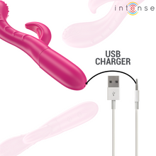 Carregar imagem no visualizador da galeria, Vibrador vaginal e ponto G com estimulador de clitóris - Amara - Rosa - Intense
