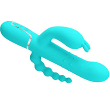 Carregar imagem no visualizador da galeria, Vibrador 4 em 1 - Vaginal com movimento sobe e desce + Estimulador de clitóris + Anal - Azul - Cammy - Pretty Love
