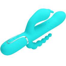 Carregar imagem no visualizador da galeria, Vibrador 4 em 1 - Vaginal com movimento sobe e desce + Estimulador de clitóris + Anal - Azul - Cammy - Pretty Love
