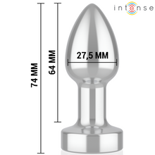 Carregar imagem no visualizador da galeria, Plug anal metálico com vibração e comando - 7,4cm - S - Intense
