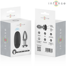 Carregar imagem no visualizador da galeria, Plug anal metálico com vibração e comando - 7,4cm - S - Intense
