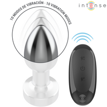 Carregar imagem no visualizador da galeria, Plug anal metálico com vibração e comando - 7,4cm - S - Intense
