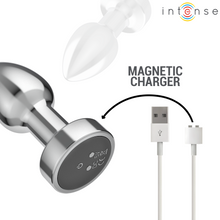 Carregar imagem no visualizador da galeria, Plug anal metálico com vibração e comando - 7,4cm - S - Intense
