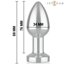 Carregar imagem no visualizador da galeria, Plug anal metálico com vibração e comando - 8.7cm - M - Intense
