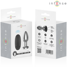 Carregar imagem no visualizador da galeria, Plug anal metálico com vibração e comando - 8.7cm - M - Intense
