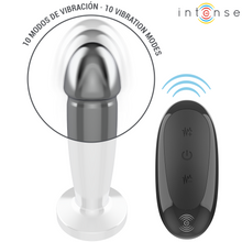 Carregar imagem no visualizador da galeria, Plug anal metálico com vibração e comando - 10cm - S - Intense
