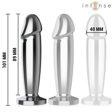 Carregar imagem no visualizador da galeria, Plug anal metálico com vibração e comando - 11.8cm - M - Intense
